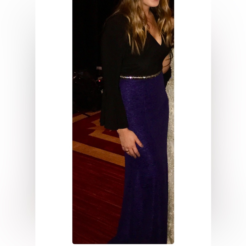 Decode 1.8 black/blue bell sleeve long dress - worn once! Size 2
